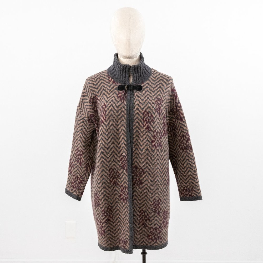 Vintage 70s S Italian Wool Print Sweater Jacket - Picture 13 of 13